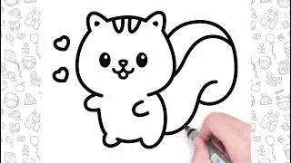 🐾Easy Squirrel Drawing | How to Draw Cute Animals Easy Step by Step💕