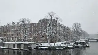 Walking in Snowy Amsterdam
