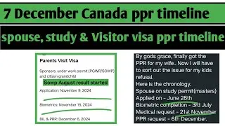 7 December Canada  ppr timeline today | Sowp, study visa, work permit and sowp ppr timeline today