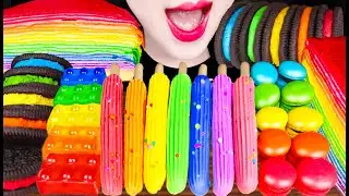 ASMR RAINBOW DESSERTS KOHAKUTO 레인보우 디저트 MUKBANG 먹방