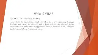 What is VBA