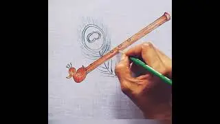 Fabric painting of flute with peacock feather |Musical instruments #1||#Shorts #artackle