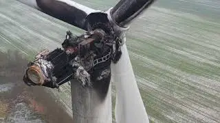 Drohneninspektion Windkraftanlage Schadensbild ausgebrannte Gondel