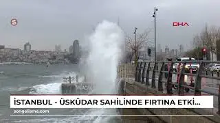 İstanbul - &Uuml;sk&uuml;dar sahilinde fırtına etkili oldu; dev dalgalar oluştu