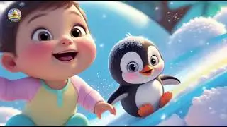 Penguin Baby at the Ice Slide | Cute Penguin Slide Song for Kids | Nursery Rhymes and Baby Learning