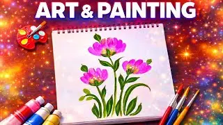 Easy Pink Flower Painting 🌸 | Step by Step Art Tutorial for Beginners