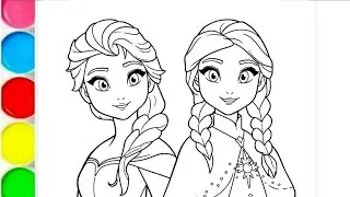 How to draw Elsa and Anna from Frozen, Disney princess Elsa drawing, Elsa Frozen movie colouring