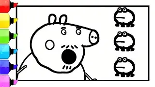 Daddy Pig with Frogs Drawing Easy Step by Step | How to Draw Daddy Pig Easy for Kids