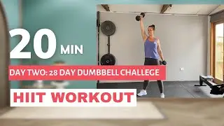 Day 2: Dumbbell HIIT 🔥  28 Day Dumbbell Challenge.  Full Body Fat Burn