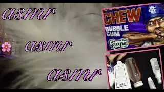 Quiet water slushing spray bottle face feathering, Juicy Bubblegum chewing , evening relaxation ASMR