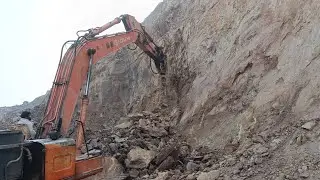 EXCAVATOR POWER: Breaking a Hill like a Pro!&rdquo; #excavators #stonemachinery #jcb #mining #drilling