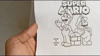 Sketsa lukis super mario ukuran 10x10