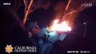 Harrowing video shows CHP officers pull man from burning vehicle
