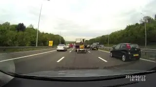 Impatient van in a traffic jam on M62