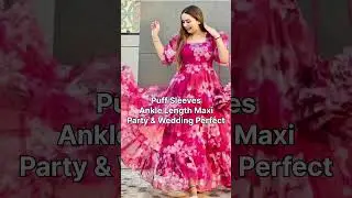 Hot Pink Floral Organza frock Dress 💖Elegant &bull; Flowy &bull; Party Wear#MaxiDress#PartyWearDress#PinkDress