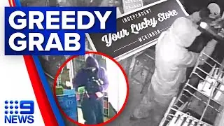 Greedy thief steals $20,000 worth of cigarettes from service station in Victoria | 9 News Australia