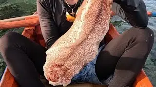 Cleaning & Eating Raw Giant Sea Cucumber! 😱