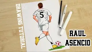 How to draw a soccer players kicking a ball / Raul Asencio / UEFA Champions League