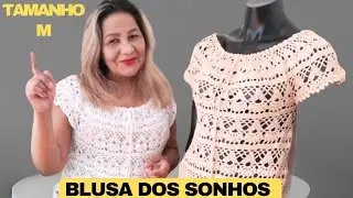 BLUSA DOS SONHOS EM CROCH&Ecirc; TAMANHO M LINDA F&Aacute;CIL MARAVILHOSA ECON&Ocirc;MICA E ELEGANTE