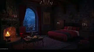 Bach's Toccata In a Castle, Ambience - Fireplace, Rain, Relax, Sleep, Study