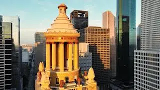 4K Drone footage of Niels and Mellie Esperson Building in Houston Texas