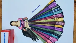 🤩Designer heavy full flare lehenga 🔥|| illustration work || Happy Modi || tutorial video