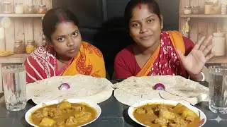 Eating Challenge Roti And Spicy Chicken Curry । Two Jaa Eating Competition 