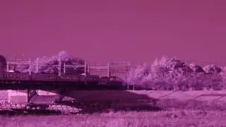 False Color IR Movie Zooming Test Train　(Sony DSC-HX1 with Fuji Film SC 70)