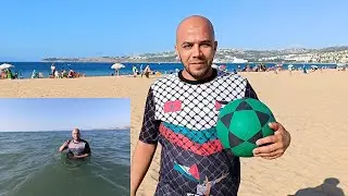 تبحيرة 5/5 مع حصة رياضية في الشاطئ البلدي لمدينة طنجة شمال المغرب 🇲🇦