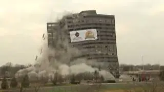 Seventeen 17 floor story building demolition Detroit house explosion