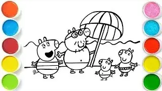 Peppa Pig with family Drawing, Painting and Coloring for Toddlers -Child Art 