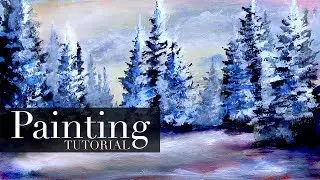 Winter Tree Landscape | Impressionism Style Painting | Acrylic Painting Tutorial