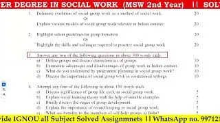 MSW-008 : Social Group Work: Working with Groups  ।  SOLVED ASSIGNMENT ।  9971218860