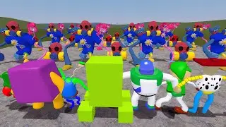 GIANT RED GAS MASK ARMY AGAINTS 3D SANIC CLONES ARMY in Garry's Mod!