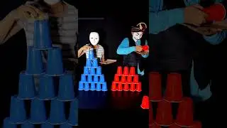 Cup Pyramid + Ball Balance Game | Fun & Skill Challenge #funny #couple