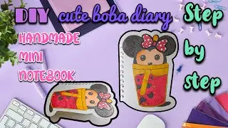How 🤔 to make cute 😍 boba diary 🤩 / DIY mini  notebook #diy  #trending #cute 