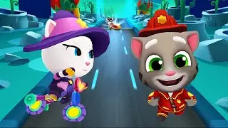 Witch Angela Gold Run Vs Fireman Tom Gold Run - Talking Tom Gold Run