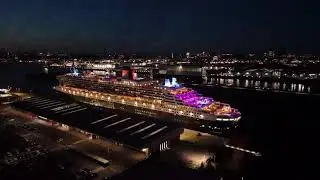 Giant Cruise Liner at Night