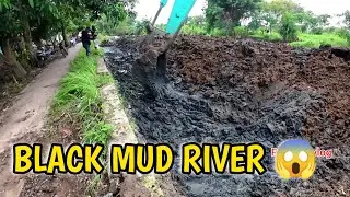 Excavator Cleaning a River Full of Black Mud After Decades 😱