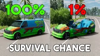 BeamNG.drive Realistic Crashes | Survival Chance Test (With Dummies) #3