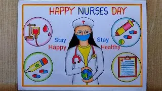 International Nurses Day Poster drawing easy, 12 May| Happy Nurses Day drawing| Nurses Day Poster