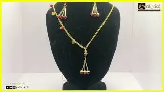 &lsquo;Y&rsquo; Shaped Red Crystal Beads Tassel Necklace Set | Galoria | Chain Jewelry