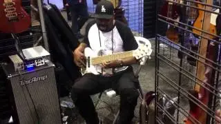 Andrew Gouche kills it on the MTD bass - Funk Bass Lesson - NAMM 2017