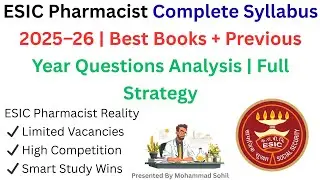 ESIC Pharmacist Exam 2026 | Syllabus + Best Books + PYQs Analysis | ESIC Preparation | #esic #job