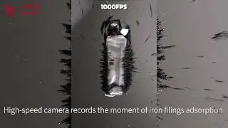 High speed camera records the moment of iron filings adsorption