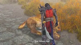 Inigo reacts on dead bodies. Skyrim Anniversary Edition