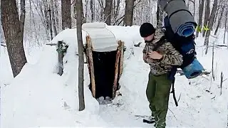 Winter Bushcraft Survival &ndash; Build Snow Shelter & Camp in the Forest - Man Bushcraft CAD