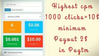 2019 HIGH CPM URL LINK SHORTENER WEBSITE