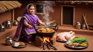 Miniature Doll Chicken Masala Curry Rice Cooking ASMR | Indian Village Tiny Kitchen Story