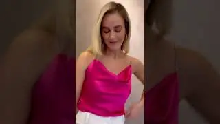 Blusa degag&ecirc; al&ccedil;a strass cetim rosa Li Resende